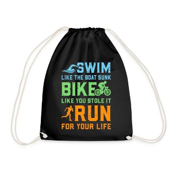 Triathlon - Swim Bike Run - Drawstring Bag - black - Front