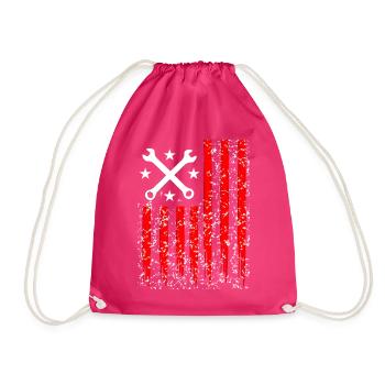 US Car Flag - Drawstring Bag - fuchsia - Front