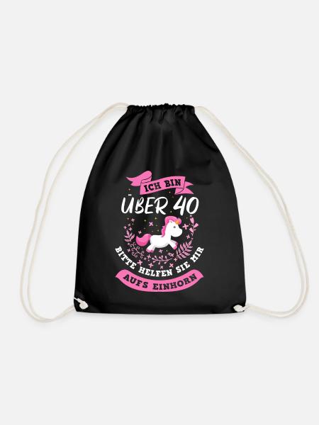 Ich bin über 40 Bitte helfen Sie mir aufs Einhorn - Turnbeutel - Schwarz