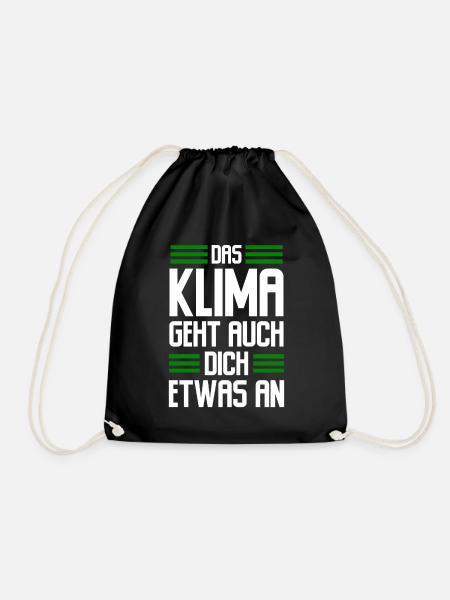 Klima geht dich was an! Klimawandel/Umwelt/Grün - Turnbeutel - Schwarz
