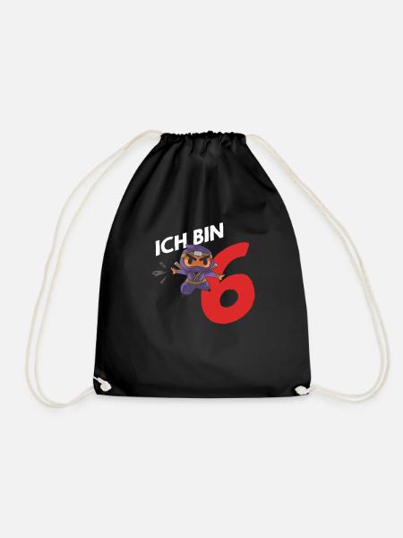 6th Birthday Six Birthday Gift 6 years - Drawstring Bag - black