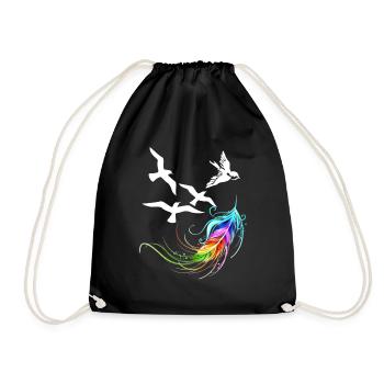 feather - Drawstring Bag - black - Front