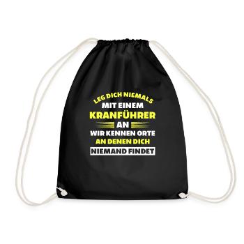 Kranführer Kranfahrer Bauarbeiter Kran Geschenk - Turnbeutel - Schwarz - Vorne