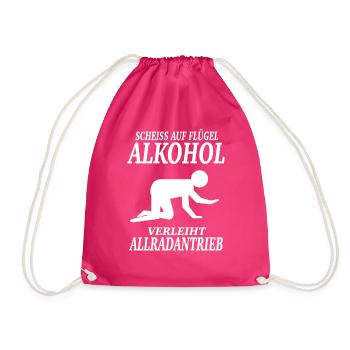 SCHEISS AUF FLÜGEL ALKOHOL VERLEIHT ALLRAD ANTRIEB - Turnbeutel - Fuchsia - Vorne