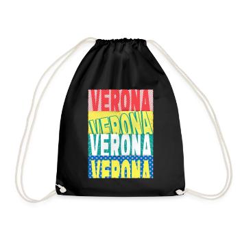 Verona Italy City Font Skyline Home Holiday - Drawstring Bag - black - Front
