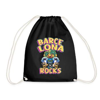 Barcelona Sommer Sonne Strand Palmen Totenkopf - Turnbeutel - Schwarz - Vorne
