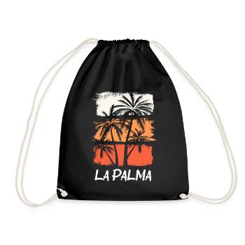 La Palma Sommer Sonne Strand Meer Palmen Urlaub - Turnbeutel - Schwarz - Vorne