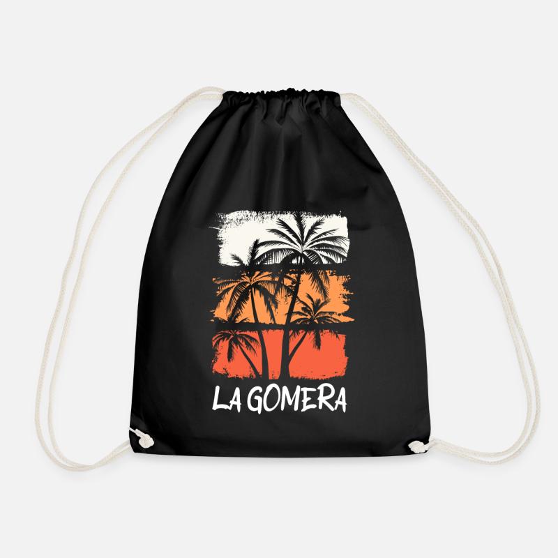 La Gomera Sommer Sonne Strand Meer Palmen Urlaub - Turnbeutel - Schwarz