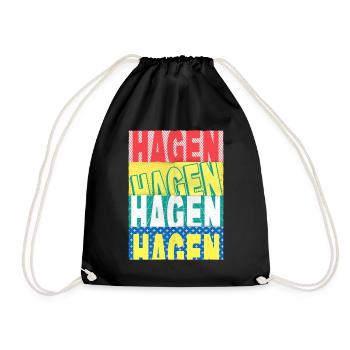 Hagen Germany City Font Skyline Home - Drawstring Bag - black - Front