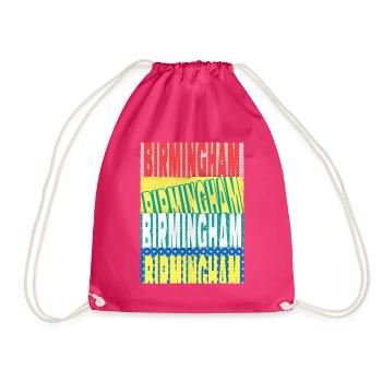 Birmingham England UK City Font Skyline Home - Drawstring Bag - fuchsia - Front