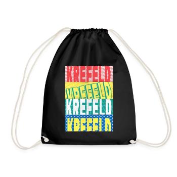 Krefeld Germany City Font Skyline - Drawstring Bag - black - Front