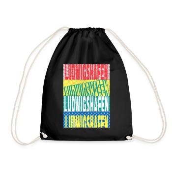 Ludwigshafen Germany City Font Skyline - Drawstring Bag - black - Front