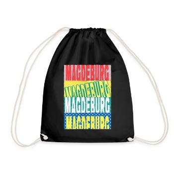 Magdeburg Deutschland Stadt Schrift Skyline - Turnbeutel - Schwarz - Vorne