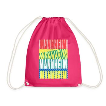 Mannheim Germany City Font Skyline - Drawstring Bag - fuchsia - Front