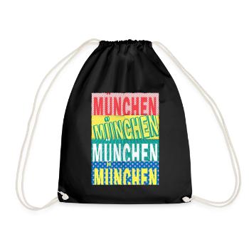 Munich Germany City Font Skyline - Drawstring Bag - black - Front