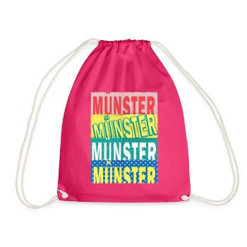 Münster Germany City Font Skyline - Drawstring Bag - fuchsia - Front