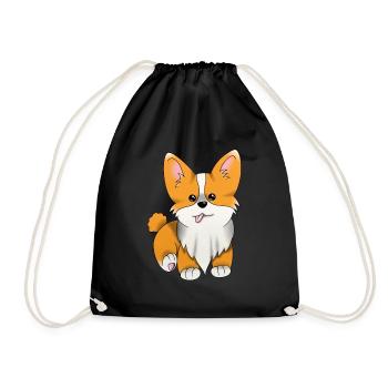 1 1 Corgi Blank - Turnbeutel - Schwarz - Vorne