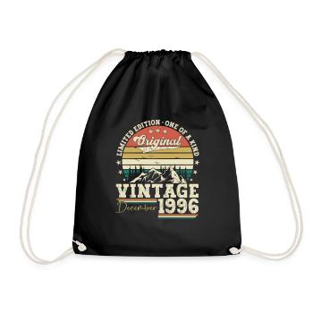 Original December 1996 26th Birthday Gift - Drawstring Bag - black - Front