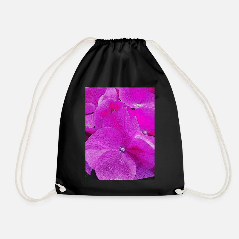 Hydrangea, Hydrangea - Drawstring Bag - black