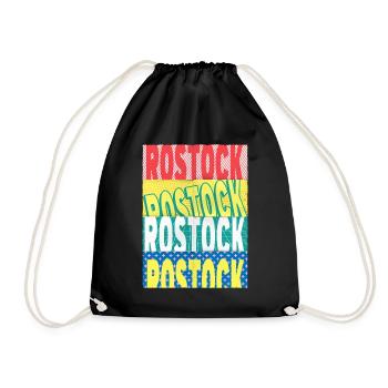 Rostock Germany City Font Skyline - Drawstring Bag - black - Front