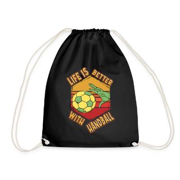 Handball Handballer Spieler Sport Vintage Retro - Turnbeutel - Schwarz - Vorne