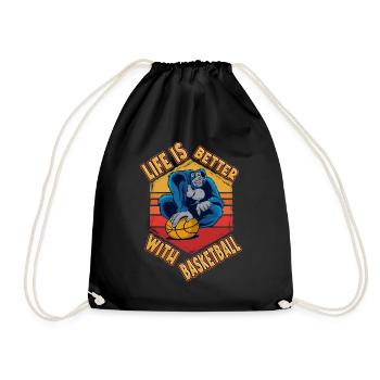 Basketball Basketball Player Vintage Retro - Drawstring Bag - black - Front