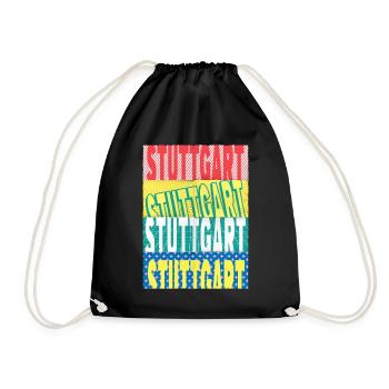 Stuttgart Germany City Font Skyline - Drawstring Bag - black - Front