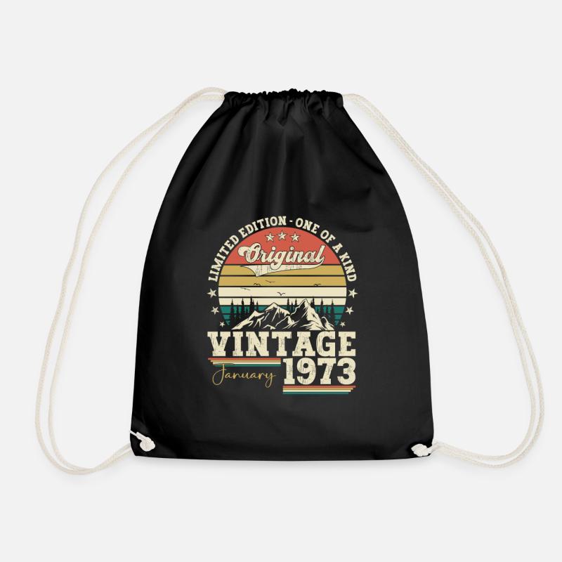 Born 1973 January 50th birthday gift man - Drawstring Bag - black