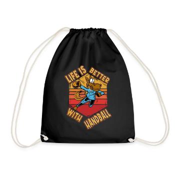 Handball Handballer Spieler Pferd Vintage Retro - Turnbeutel - Schwarz - Vorne