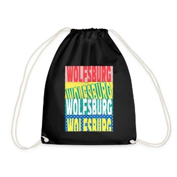 Wolfsburg Germany City Font Skyline - Drawstring Bag - black - Front