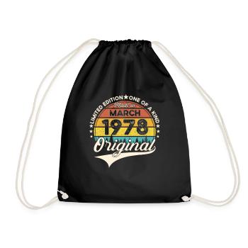 45th birthday Mann Original March Born 1978 - Drawstring Bag - black - Front