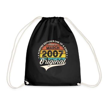 16th birthday man Original March vintage 2007 - Drawstring Bag - black - Front