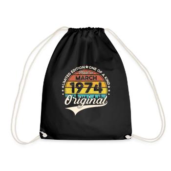49th birthday man March Born 1974 Original - Drawstring Bag - black - Front