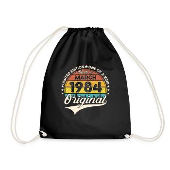 39th birthday Mann Original March Born 1984 - Drawstring Bag - black - Front