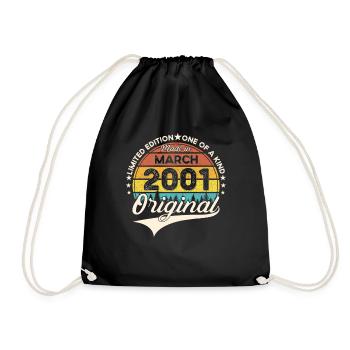 22nd birthday man Original March Born 2001 - Drawstring Bag - black - Front