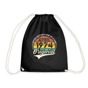 49th birthday man April Born 1974 Original - Drawstring Bag - black - Front