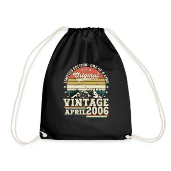 17th birthday man Original April vintage 2006 - Drawstring Bag - black - Front