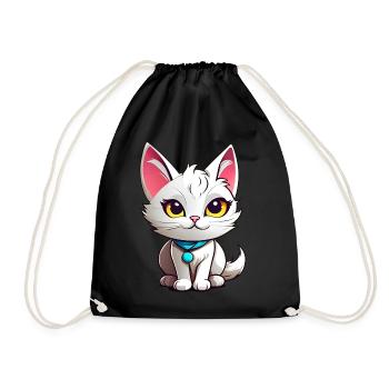 Chat blanc mignon - Sac de sport léger - noir - Devant