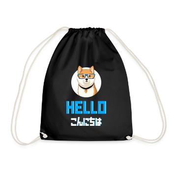 Cute Shiba Inu Dog wearing Glasses - Anime Shirt - Drawstring Bag - black - Front
