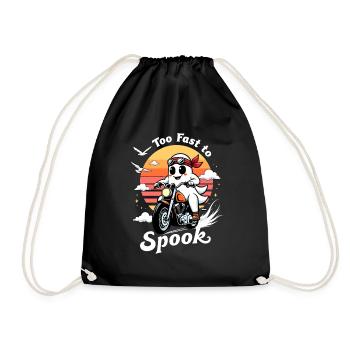 Too fast to spook - ghost on motorcycle - Drawstring Bag - black - Front