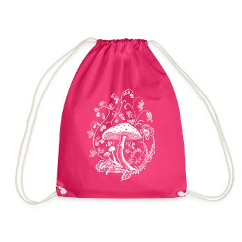 Toadstool with flower tendrils - Drawstring Bag - fuchsia - Front