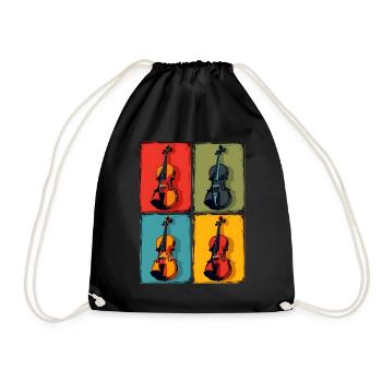Viola Viola Violist Retro Art Art - Drawstring Bag - black - Front