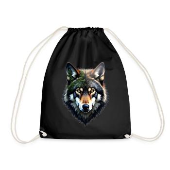Wolf Kopf - Turnbeutel - Schwarz - Vorne