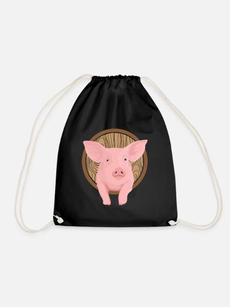 Schwein Bauernhof Schweinchen Saustall - Turnbeutel - Schwarz