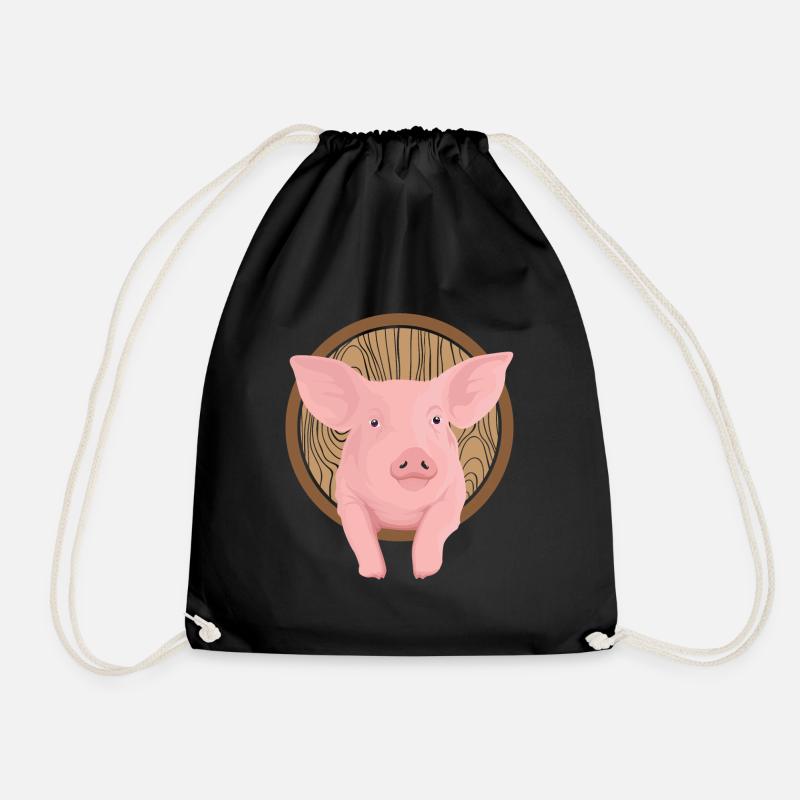 Schwein Bauernhof Schweinchen Saustall - Turnbeutel - Schwarz