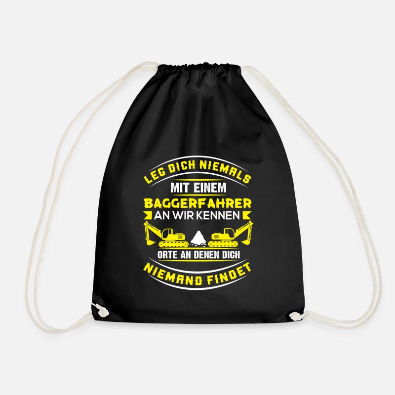 Baggerfahrer T-Shirt - Turnbeutel - Schwarz