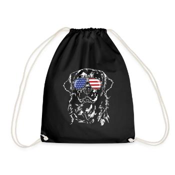 Golden Retriever America Flag Dogs Wilsigns - Drawstring Bag - black - Front
