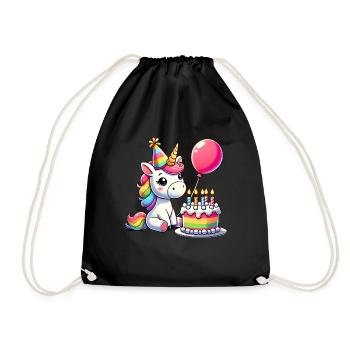 Unicorn Kid Celebrating Birthday - Turnbeutel - Schwarz - Vorne