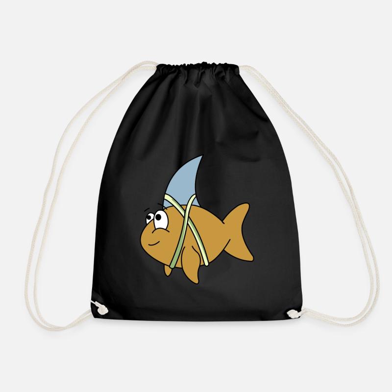 Fisch mit Haifischflosse - Turnbeutel - Schwarz