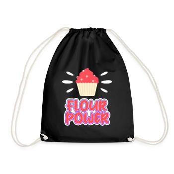 Flour Power – Cake Flour Soft Wheat Flour Cupcake - Drawstring Bag - black - Front